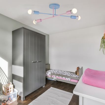Felületre szerelt csillár CAMBRIDGE 4xE27/15W/230V kék/rózsaszín