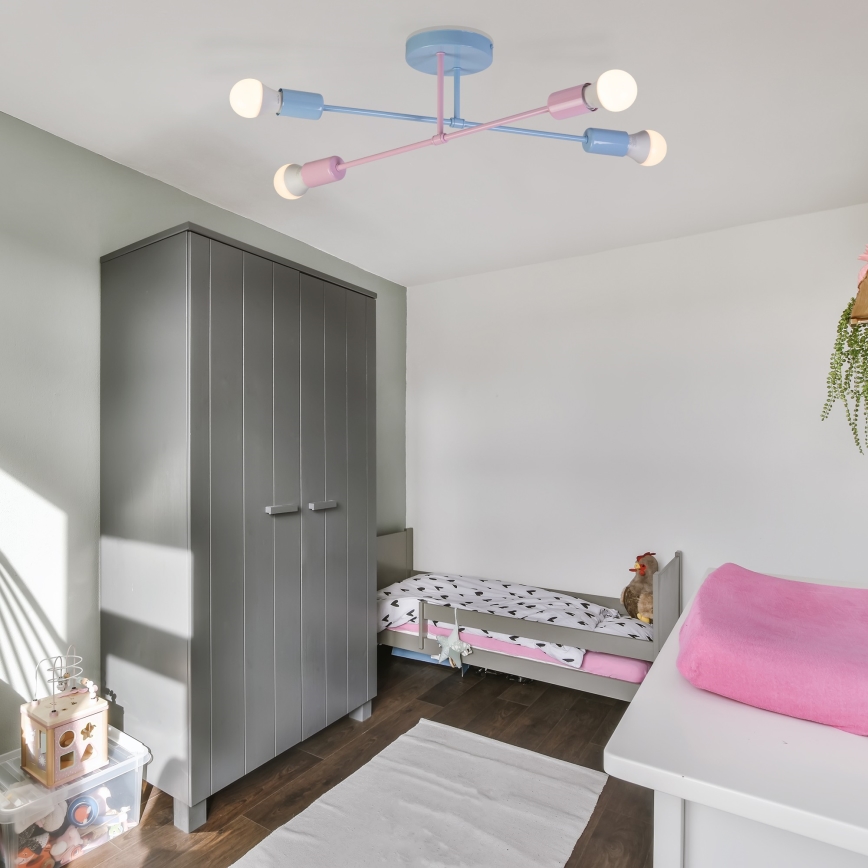 Felületre szerelt csillár CAMBRIDGE 4xE27/15W/230V kék/rózsaszín