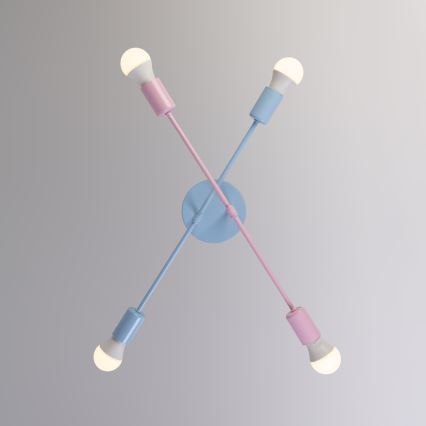 Felületre szerelt csillár CAMBRIDGE 4xE27/15W/230V kék/rózsaszín