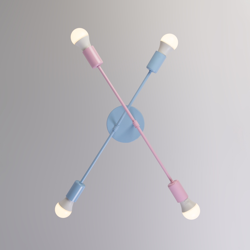 Felületre szerelt csillár CAMBRIDGE 4xE27/15W/230V kék/rózsaszín
