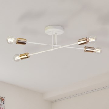 Felületre szerelt csillár CAMBRIDGE 4xE27/15W/230V sárgaréz/fehér