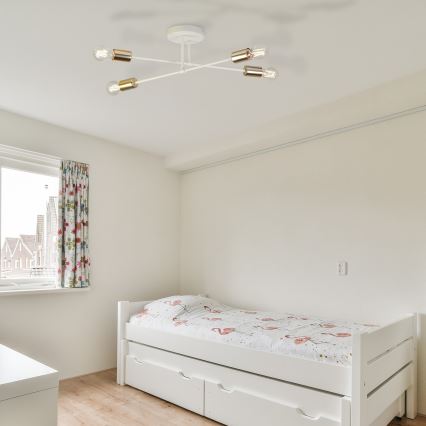 Felületre szerelt csillár CAMBRIDGE 4xE27/15W/230V sárgaréz/fehér