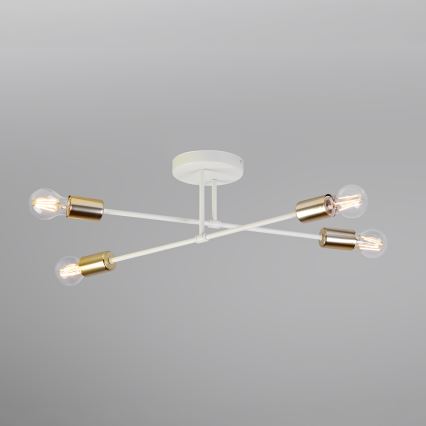 Felületre szerelt csillár CAMBRIDGE 4xE27/15W/230V sárgaréz/fehér