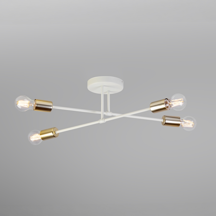 Felületre szerelt csillár CAMBRIDGE 4xE27/15W/230V sárgaréz/fehér
