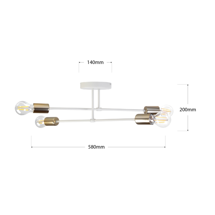 Felületre szerelt csillár CAMBRIDGE 4xE27/15W/230V sárgaréz/fehér
