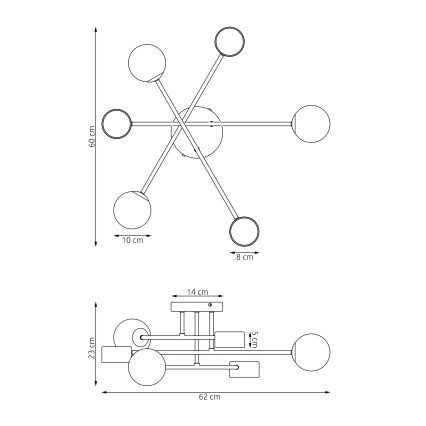 Felületre szerelt csillár HOLON 3xG9/8W/230V + 3xGX53/12W szürke