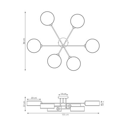 Felületre szerelt csillár MAGA 6xE14/10W/230V bézs