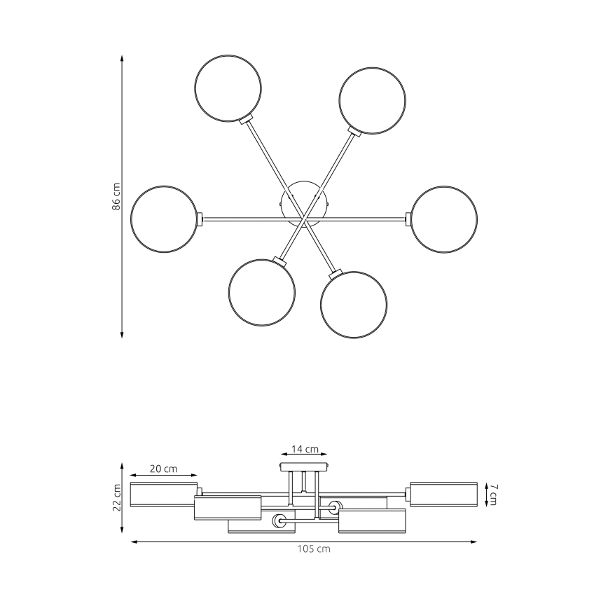 Felületre szerelt csillár MAGA 6xE14/10W/230V bézs