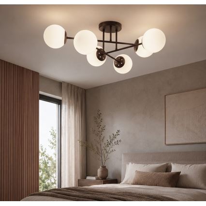 Felületre szerelt csillár MALENA 6xE14/5W/230V barna/fehér