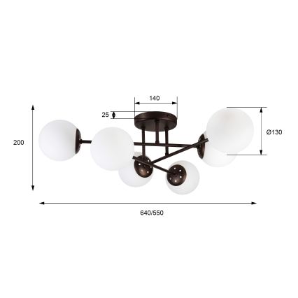 Felületre szerelt csillár MALENA 6xE14/5W/230V barna/fehér