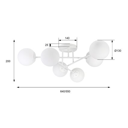 Felületre szerelt csillár MALENA 6xE14/5W/230V fehér