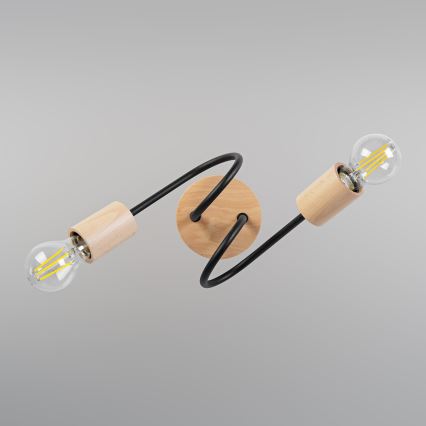 Felületre szerelt csillár OXFORD 2xE27/15W/230V fenyő/fekete