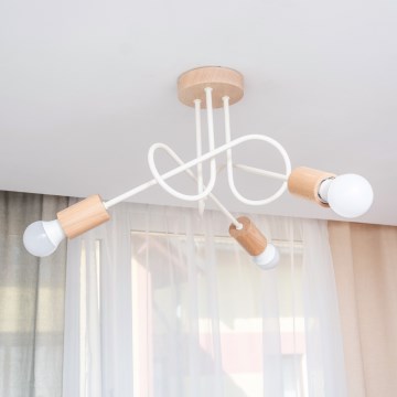 Felületre szerelt csillár OXFORD 3xE27/15W/230V fenyő/krémszínű