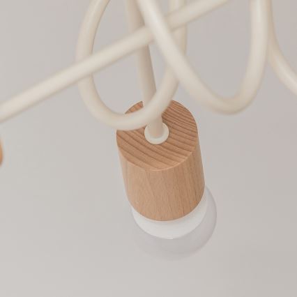 Felületre szerelt csillár OXFORD 3xE27/15W/230V fenyő/krémszínű