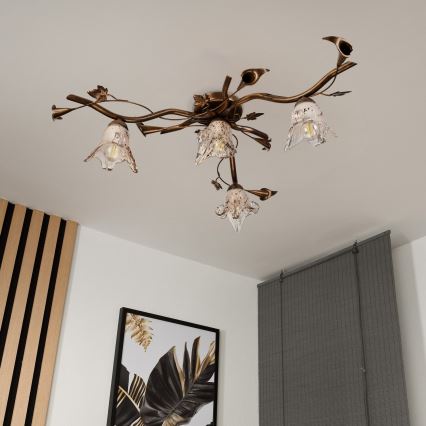 Felületre szerelt csillár ROZETA 4xE14/40W/230V bronz