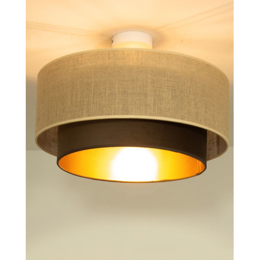 Felületre szerelt csillár SARTA 1xE27/60W/230V átm. 45 cm barna/juta