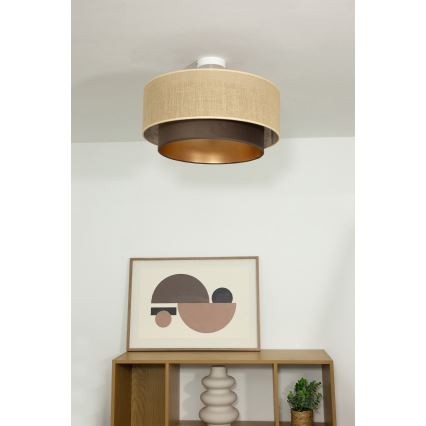 Felületre szerelt csillár SARTA 1xE27/60W/230V átm. 45 cm barna/juta