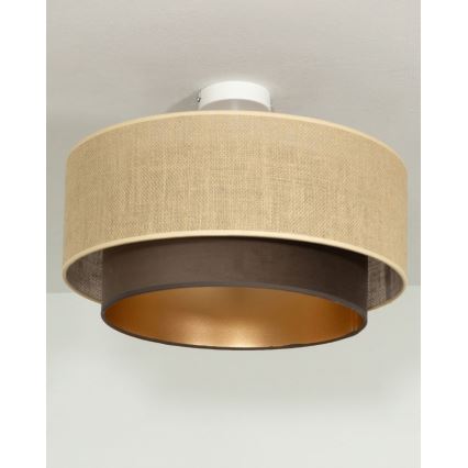 Felületre szerelt csillár SARTA 1xE27/60W/230V átm. 45 cm barna/juta
