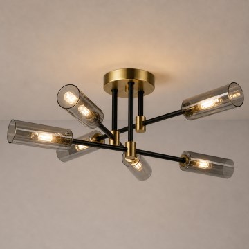 Felületre szerelt csillár TESSA 6xG9/8W/230V réz/füstfekete