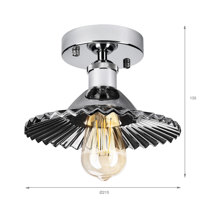 Felületre szerelt csillár TRISH 1xE27/15W/230V fényes króm/füstös fekete