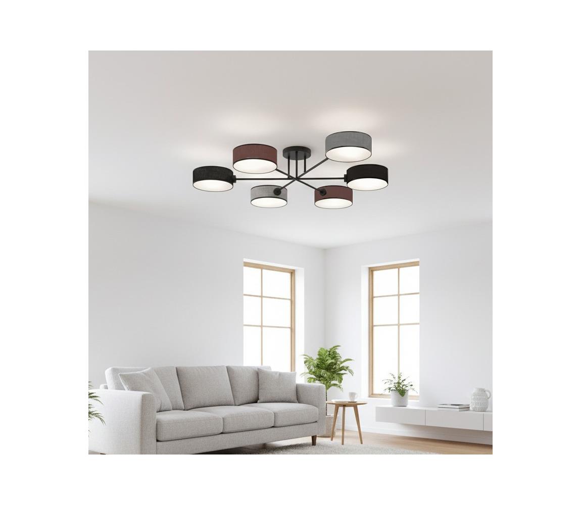 EMIBIG Felületre szerelt MAGA csillár 6xE14/10W/230V fekete/barna/szürke 1572/6