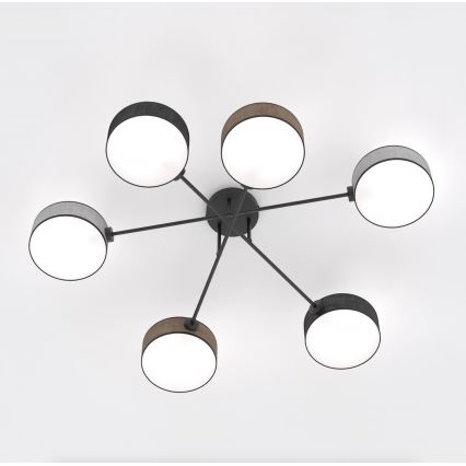 Felületre szerelt MAGA csillár 6xE14/10W/230V fekete/barna/szürke