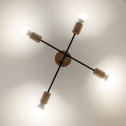 Felületre szerelt mennyezeti csillár CAMBRIDGE 4xE27/15W/230V fenyő