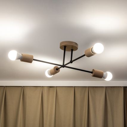 Felületre szerelt mennyezeti csillár CAMBRIDGE 4xE27/15W/230V fenyő