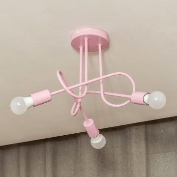 Felületre szerelt OXFORD csillár 3xE27/15W/230V rózsaszín