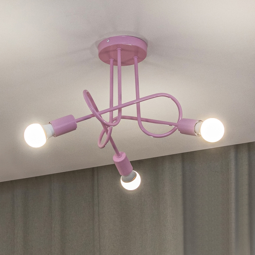 Felületre szerelt OXFORD csillár 3xE27/15W/230V rózsaszín