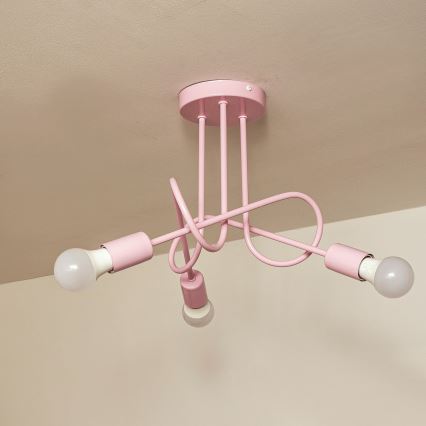 Felületre szerelt OXFORD csillár 3xE27/15W/230V rózsaszín