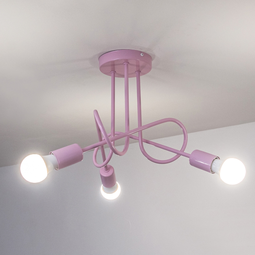 Felületre szerelt OXFORD csillár 3xE27/15W/230V rózsaszín