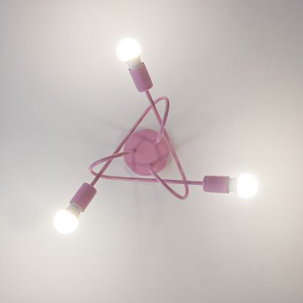 Felületre szerelt OXFORD csillár 3xE27/15W/230V rózsaszín