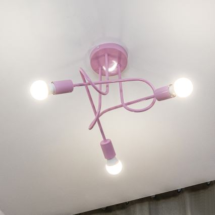 Felületre szerelt OXFORD csillár 3xE27/15W/230V rózsaszín