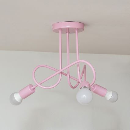 Felületre szerelt OXFORD csillár 3xE27/15W/230V rózsaszín
