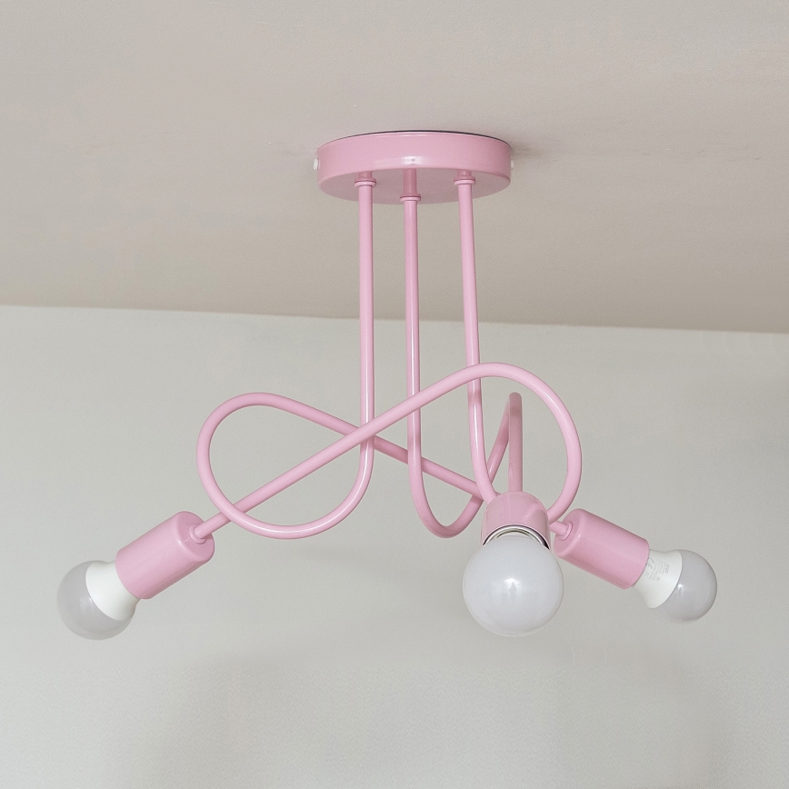 Felületre szerelt OXFORD csillár 3xE27/15W/230V rózsaszín