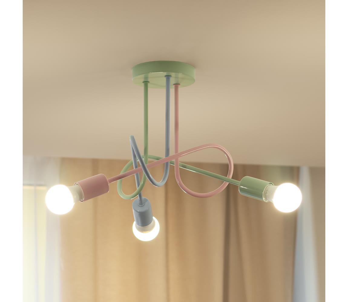 Felületre szerelt OXFORD csillár 3xE27/15W/230V zöld/rózsaszín/kék W