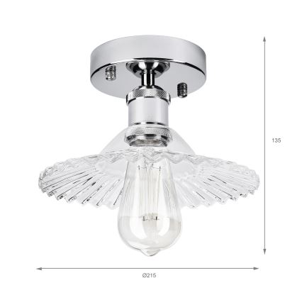 Felületre szerelt TRISH csillár 1xE27/15W/230V, fényes króm/átlátszó üveg