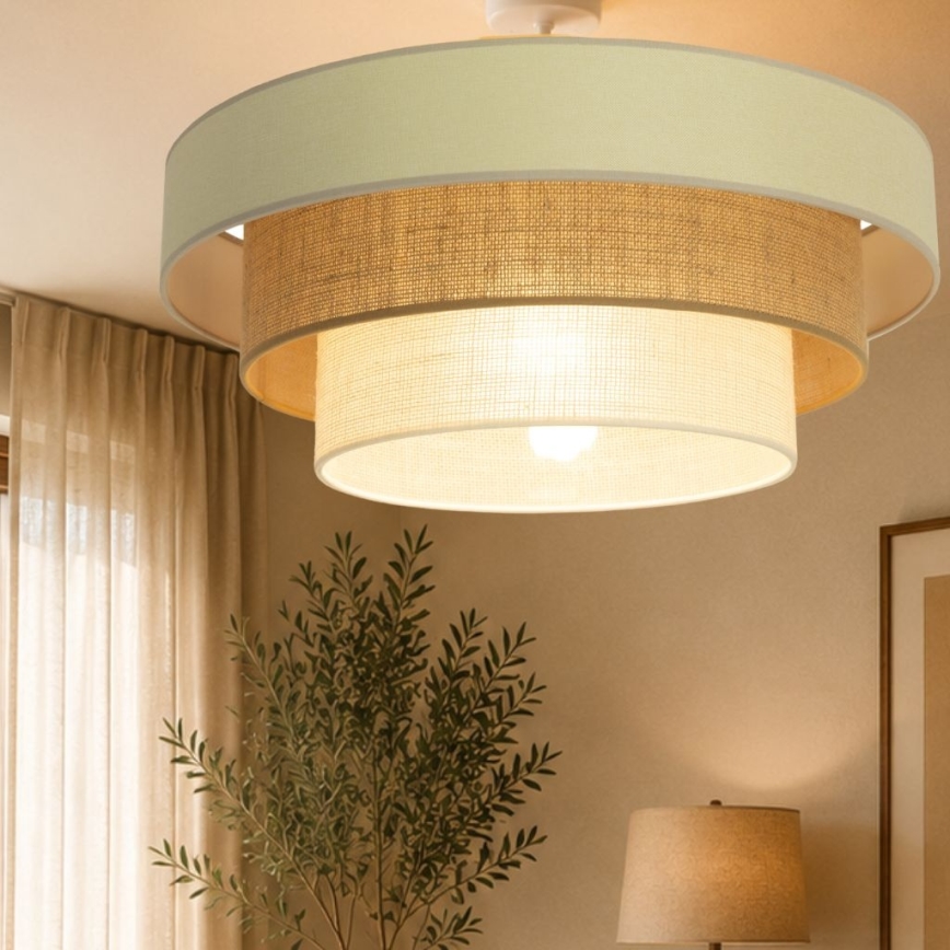Felületre szerelt WENTA csillár 1xE27/60W/230V, átm. 50 cm, bézs/juta