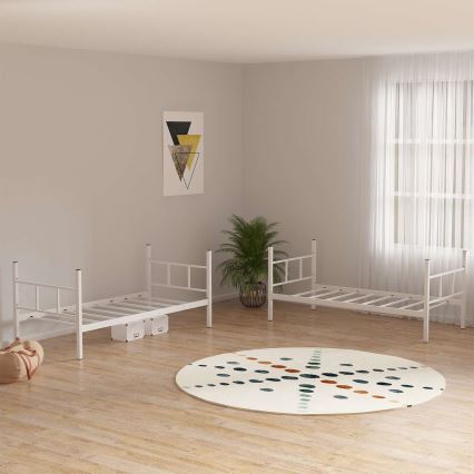 Fém emeletes ágy MAVEN 90x200 cm fehér teherbírás 2x100 kg