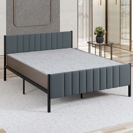 Fém kétszemélyes ágy LUNOR 160 x 200 cm antracit, 200 kg teherbírás