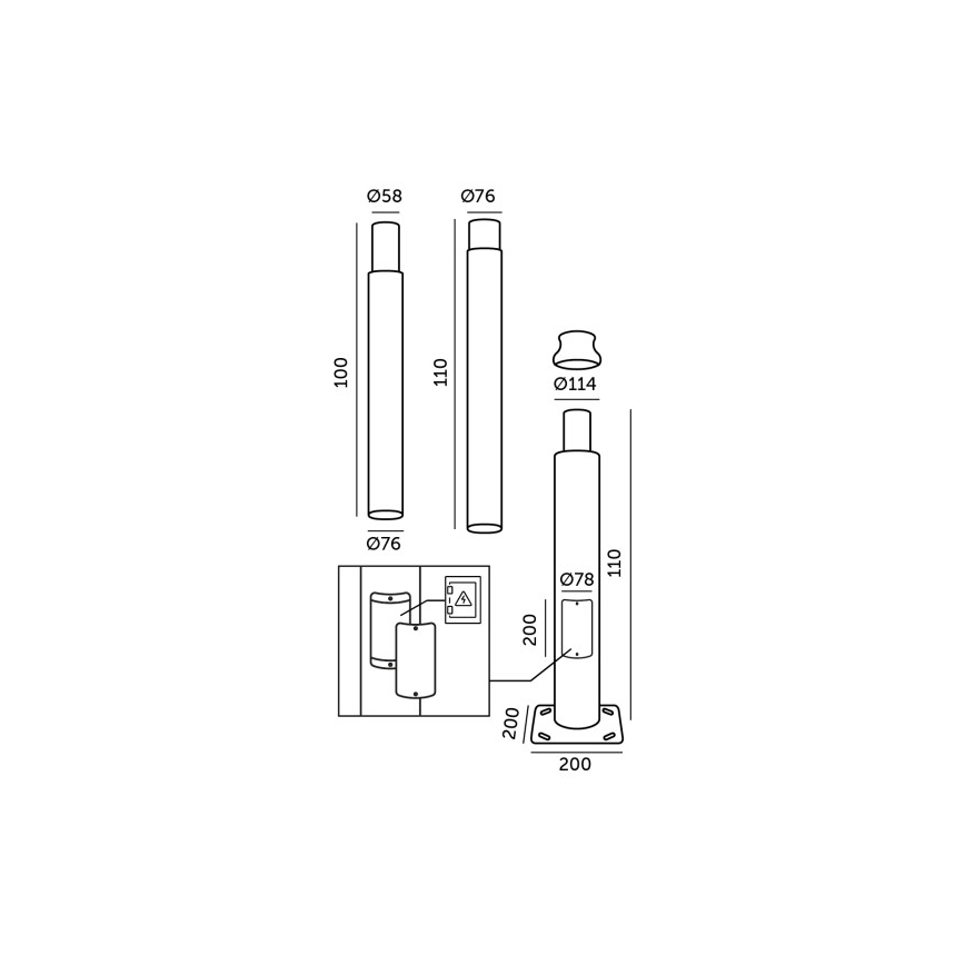 Fém rúd a BASE kültéri lámpaoszlophoz, 3 m, szürke
