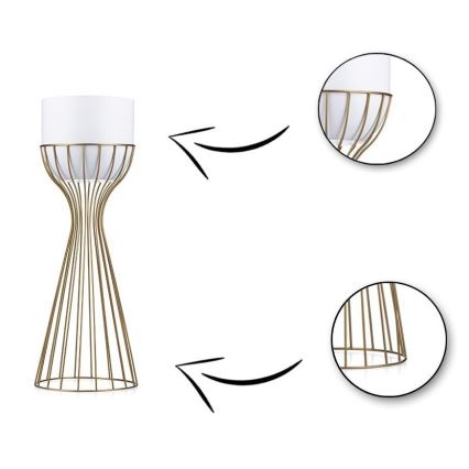 Fém virágcserép LOFT 46x20 cm arany/fehér