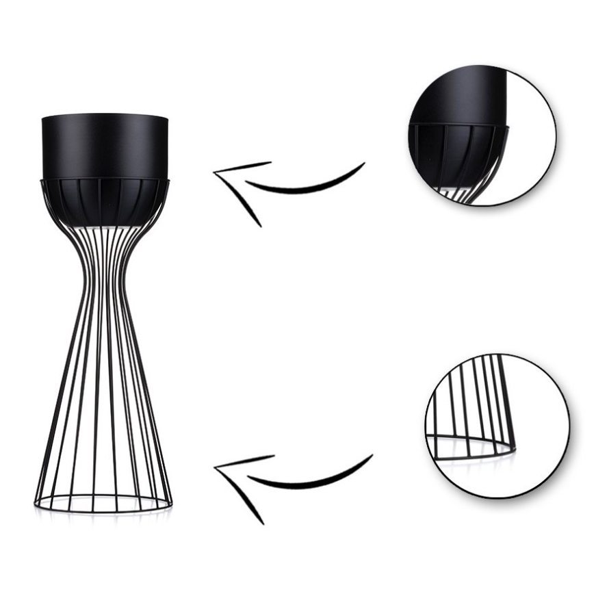 Fém virágcserép LOFT 46x20 cm fekete