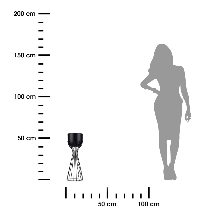 Fém virágcserép LOFT 46x20 cm fekete