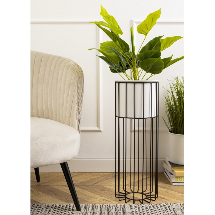 Fém virágcserép LOFT 55x20 cm fekete/fehér