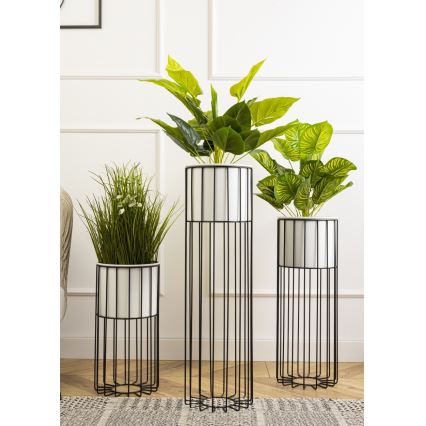Fém virágcserép LOFT 55x20 cm fekete/fehér