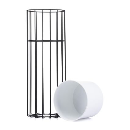 Fém virágcserép LOFT 55x20 cm fekete/fehér