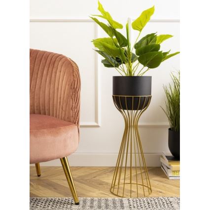 Fém virágcserép LOFT 56x20 cm arany/fekete