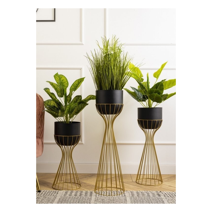 Fém virágcserép LOFT 56x20 cm arany/fekete